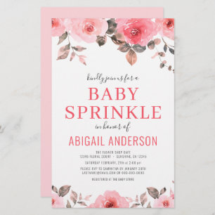 Budget Dusty Rose Rose Baby Sprinkle Invitation
