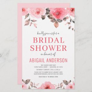 Budget Dusty Rose Rose Bridal Shower Invitation
