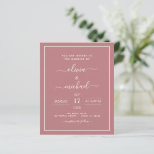 Budget Dusty Rose rose Mariage moderne Typographie