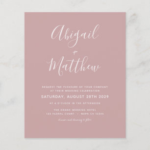 Budget Dusty Rose Simple Faire-part de mariage