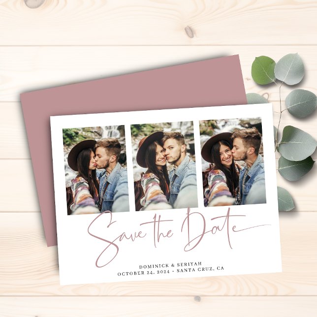 Budget Dusty Rose Typographie Mariage Enregistrer  (Budget Dusty Rose Typography Wedding Save the Date Card)
