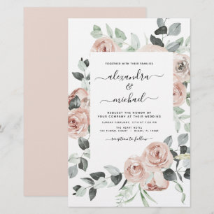 Budget Dusty rose verdure Invitations de mariage