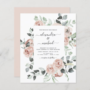 Budget Dusty rose verdure Invitations de mariage