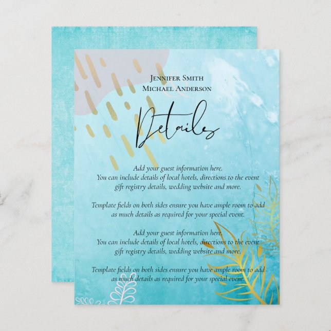 BUDGET DustyTeal Gold Mariage Abstrait (Devant / Derrière)