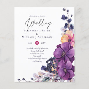 BUDGET Dynastie violette foncé mariage floral invi