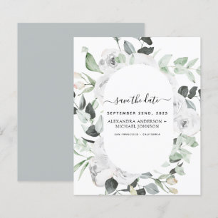 Budget Économisez la date Eucalyptus blanc floral