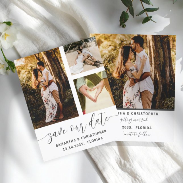 Budget Économisez Notre Date Black & White 3 Photo (Créateur téléchargé)