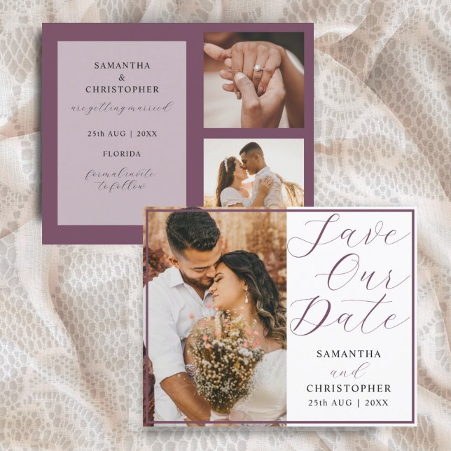 Budget Économisez Notre Date Burgundy Photo Mariag (Créateur téléchargé)