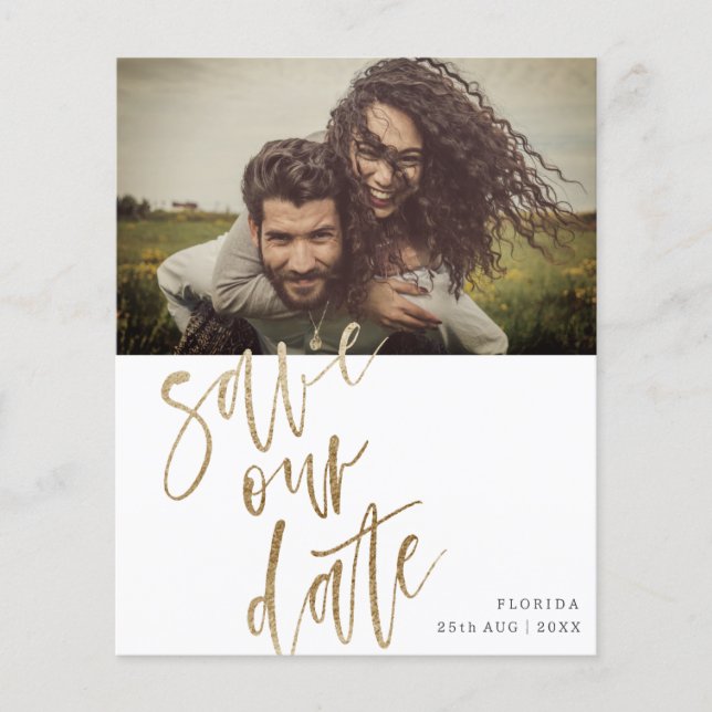 Budget Économisez Notre Date Faux Gold Calligraphi (Devant)