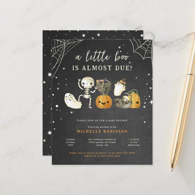 Budget Éffrayant Un Petit Baby shower D'Halloween  (Devant/Arrière en situation)