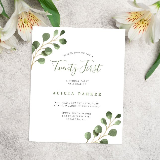 Budget élégant 21 ans anniversaire invitation fête (Créateur téléchargé)
