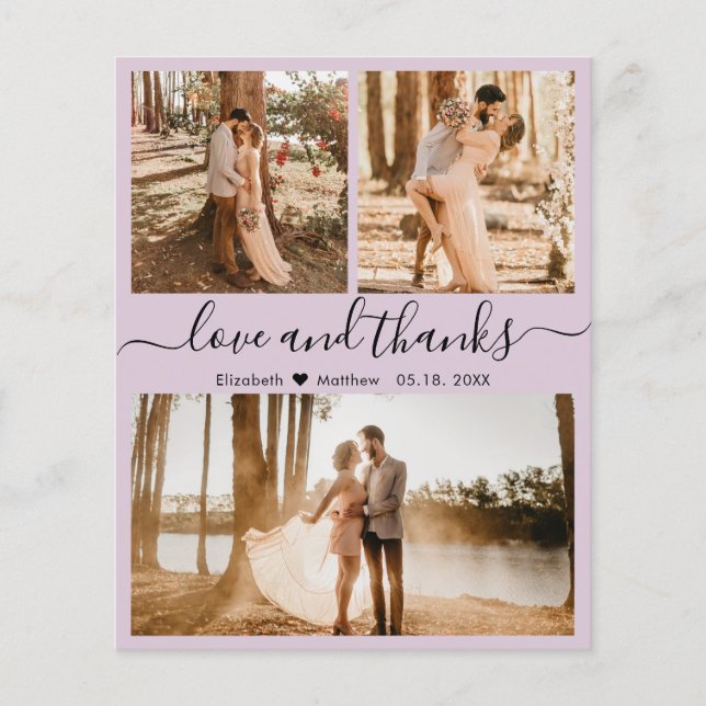 Budget Elegant 3 Photo Collage Mariage Merci (Devant)