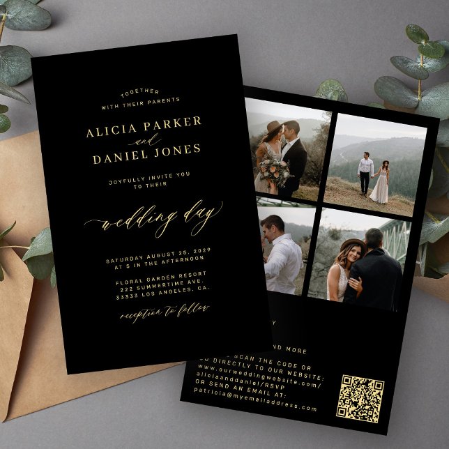 Budget élégant 4 code QR photo tout en un mariage (Créateur téléchargé)