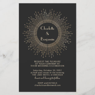 Budget Elegant Black Gold Starburst Mariage Invita