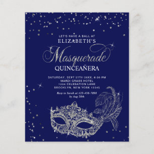 BUDGET Elégant bleu argent Masquerade Quinceañera