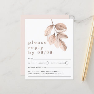 Budget Elegant Blush Feuilles mariage RSVP