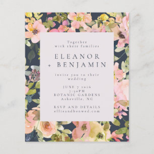 Budget Élégant Blush Marine Floral Mariage Invitat
