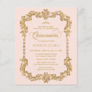 BUDGET Élégant Blush Rose Or Tiara Quinceanera
