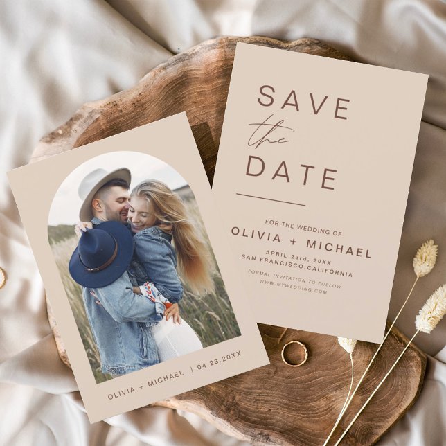 Budget Elegant Boho Enregistrer la date Photo Mini (Créateur téléchargé)