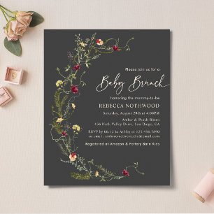 Budget Elegant Boho Grey Fleur sauvage Baby Brunch