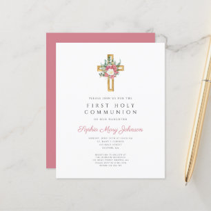 Budget Elégant Croix Florale Fille Première Commun