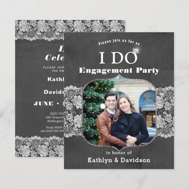 BUDGET Élégant Dentelle Je fais Invitation Fiançai (Devant / Derrière)