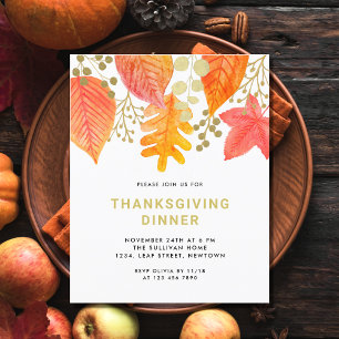 Budget Élégant Dîner Thanksgiving Invitation