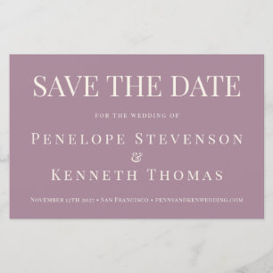 Budget Élégant Dusty Purple Enregistrer La Date