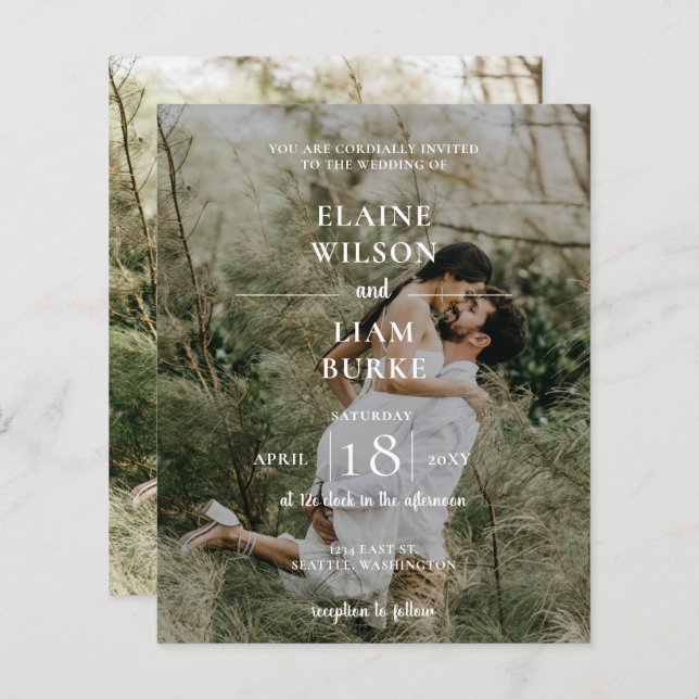 Budget Élégant Faire-part de mariage de superposit (Devant / Derrière)