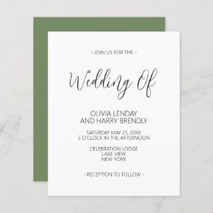 Budget Élégant Faire-part de mariage vert olive