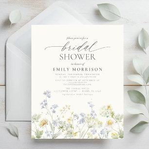 Budget Élégant Fleur sauvage Invitation à la douch