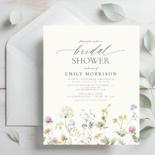 Budget Élégant Fleur sauvage Invitation à la douch