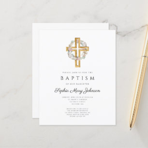 Budget Élégant fleurie Wreath Cross Baptism Invita