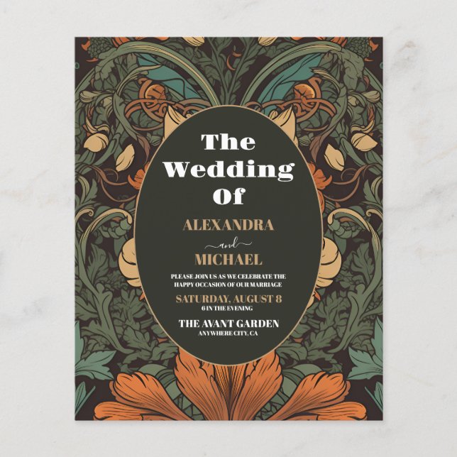 Budget Élégant Floral Art Nouveau Mariage (Devant)