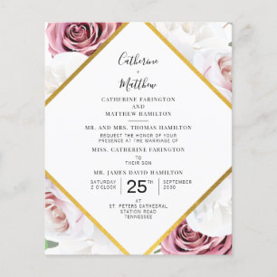 Budget Élégant Floral Faire-part de mariage géomét