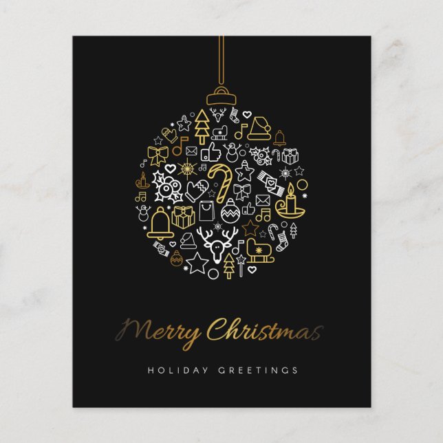 Budget Elegant Gold & Black Merry Card (Devant)