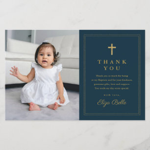 Budget Elegant Gold Cross Photo Baptism Merci