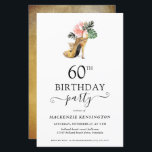 Budget Elegant Gold High Heels 60e anniversaire<br><div class="desc">Moderne Elegant Gold Tropical Floral Gold High Heels 60th Birthday Party Invitation mettant en vedette notre glamour aquarelle brillant talon or haut entouré de fleurs tropicales roses et vertes. L'arrière - plan est un luxueux lave-or aquarelle. Facile à customiser avec vos informations pour une simple invitation de fête d'anniversaire élégante....</div>