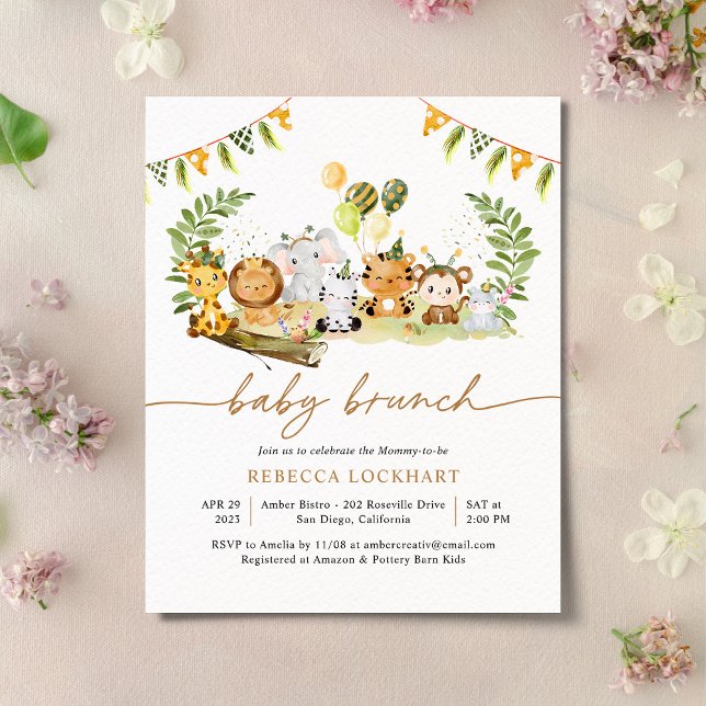 Budget Elegant Gold Safari Baby Brunch Invitation (Créateur téléchargé)