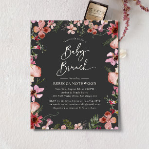 Budget Élégant Gris Pêche Bébé Brunch Invitation