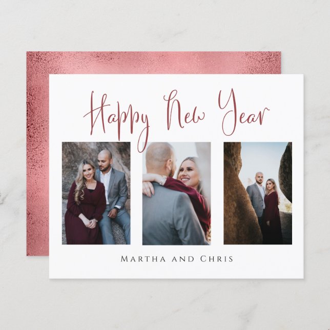 Budget Elégant Joyeux Nouvel An Rose Gold Photo (Devant / Derrière)