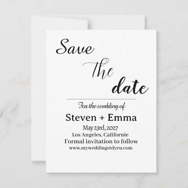 Budget élégant Mariage Bohème Faire-Part de Date d (Devant)