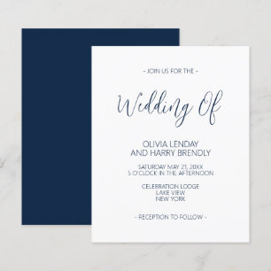 Budget Elegant Marine Bleu Faire-part de mariage b
