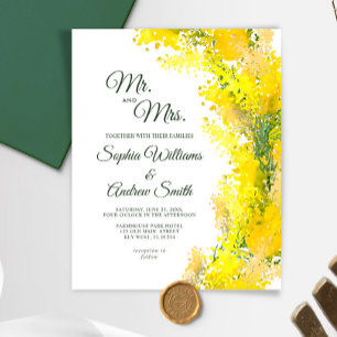 Budget Elegant Mimosa Floral Faire-part de mariage