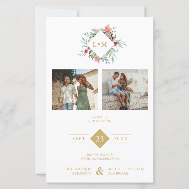 Budget Elegant Modern Initials Floral 2 Photos (Devant)