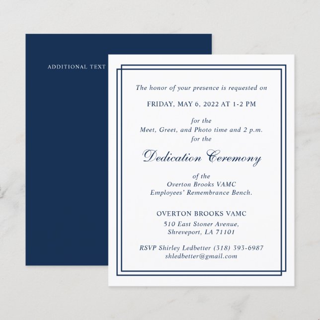 BUDGET Élégant Monogramme Double Bordure Navy Pers (Devant / Derrière)