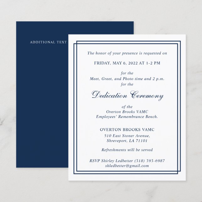 BUDGET Élégant Monogramme Double Bordure Navy V2 (Devant / Derrière)