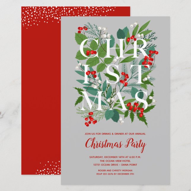 Budget Élégant Noël vert Invitations (Devant / Derrière)