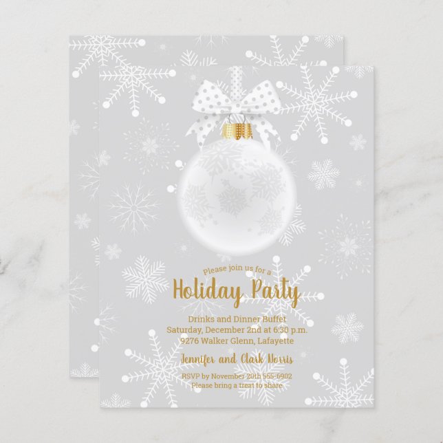 Budget Élégant Ornement Snowflakes Invitations de  (Devant / Derrière)