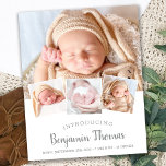 Budget Elegant Photo Collage de bébé Merci de nais<br><div class="desc">Annoncez votre nouveau bébé à vos amis et à votre famille avec ces cartes de collage photo élégantes et modernes. Customisez avec 4 de vos photos préférées, et personnalisez avec le nom, la date de naissance, les statistiques de naissance. DROIT D'AUTEUR © 2020 Judy Burrows, Black Dog Art - Tous...</div>